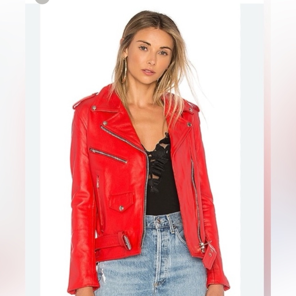 Understated Leather x Revolve Red Easy Rider Jacket - Genuine Leather